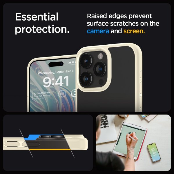 Spigen iPhone 15 Pro Skal Ultra Hybrid Mute Beige