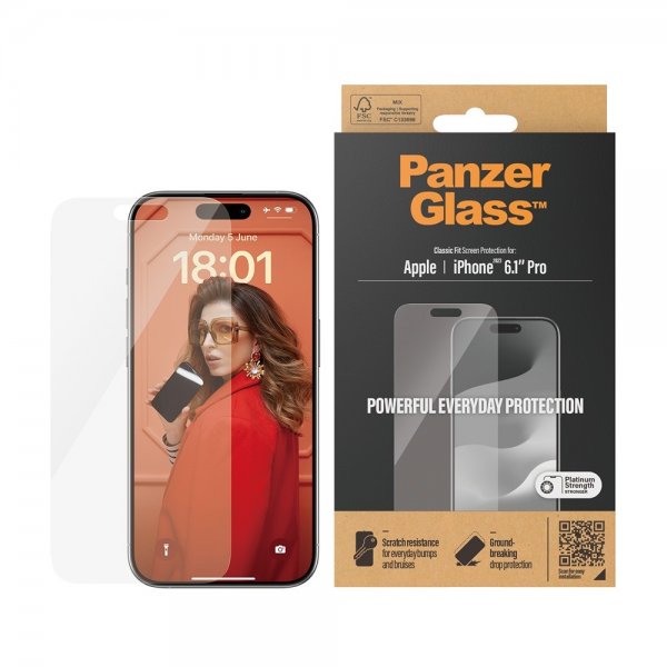 PanzerGlass iPhone 15 Pro Skärmskydd Classic Fit