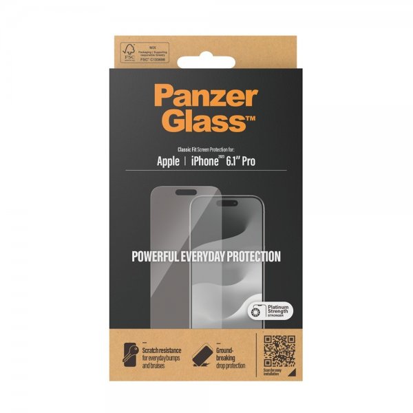 PanzerGlass iPhone 15 Pro Skärmskydd Classic Fit
