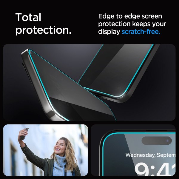 Spigen iPhone 15 Pro Skärmskydd GLAS.tR EZ Fit Privacy 2-pack