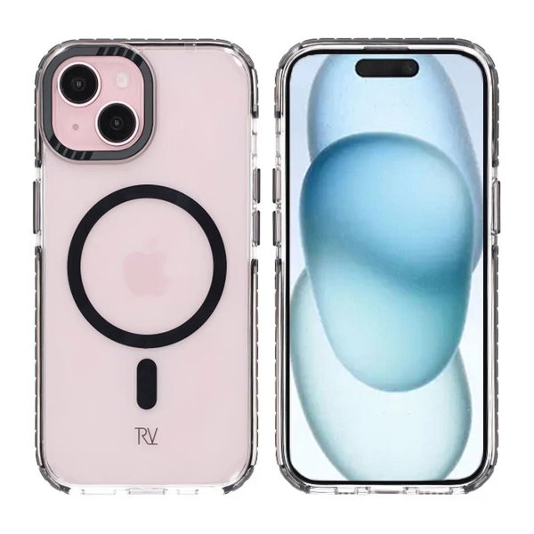Rvelon iPhone 15 Skal TPU MagSafe Svart Transparent