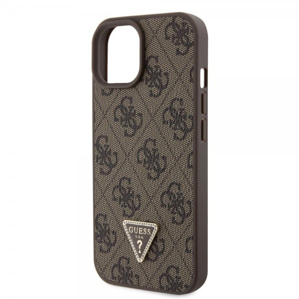 Guess iPhone 15 Skal 4G Metal Triangle Strass Brun