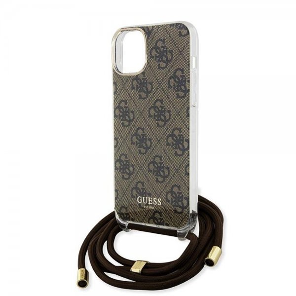 Guess iPhone 15 Skal Crossbody Cord Brun