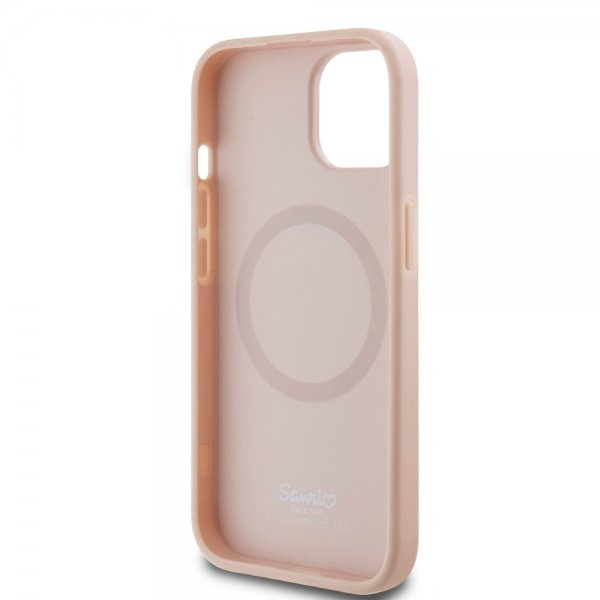 Hello Kitty iPhone 15 Skal Debossed Logo MagSafe Rosa