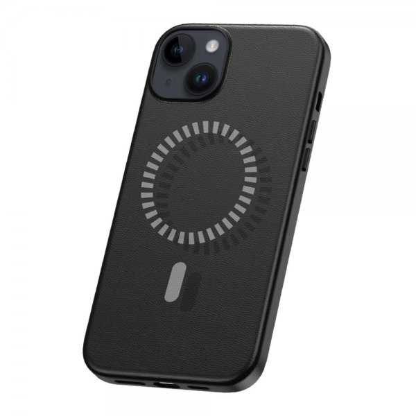 Baseus iPhone 15 Skal Fauxther Series MagSafe Svart