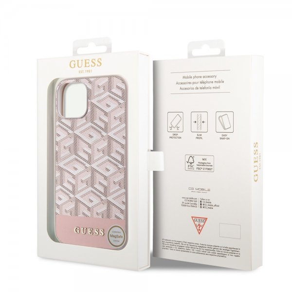 Guess iPhone 15 Skal G Cube MagSafe Rosa