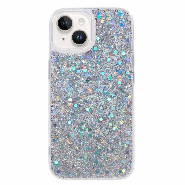 iPhone 15 Skal Glitterpaljetter Silver