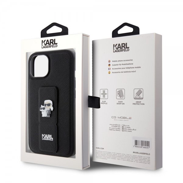 Karl Lagerfeld iPhone 15 Skal Grip Stand Function Svart
