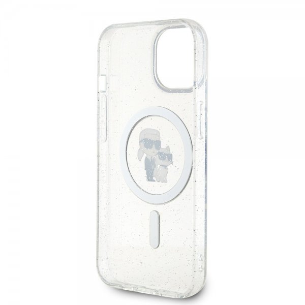 Karl Lagerfeld iPhone 15 Skal Karl & Choupette Glitter MagSafe Transparent
