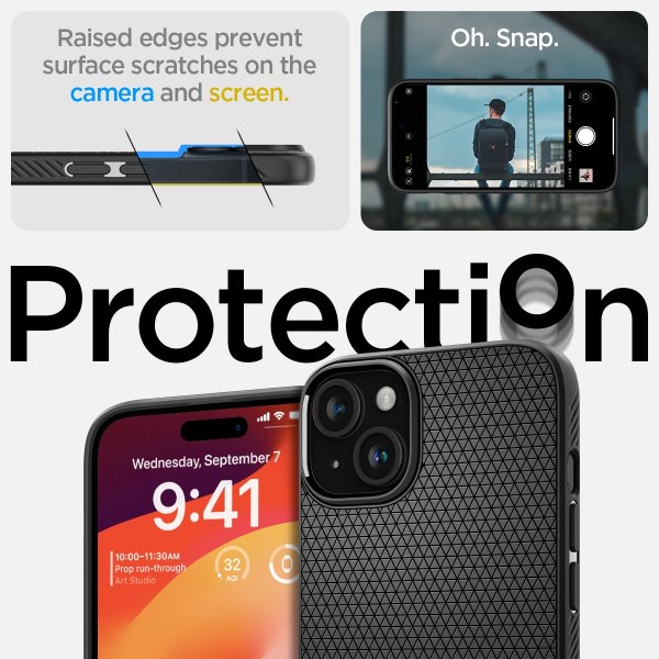 Spigen iPhone 15 Skal Liquid Air Matte Black