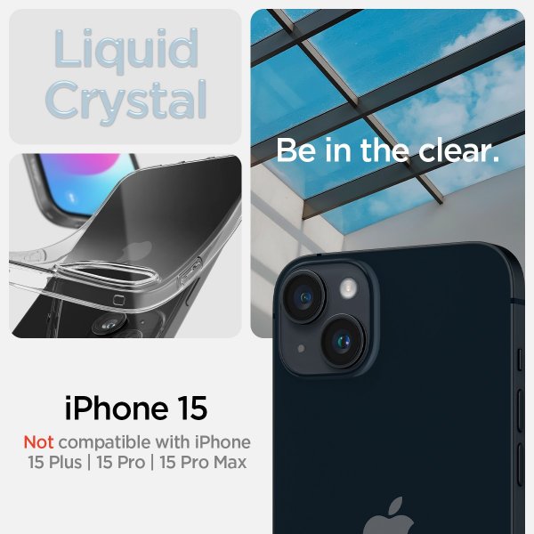 Spigen iPhone 15 Skal Liquid Crystal Crystal Clear