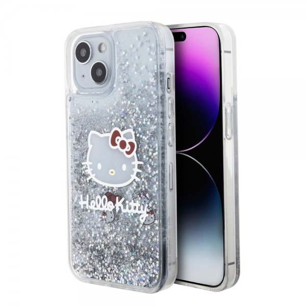 Hello Kitty iPhone 15 Skal Liquid Glitter Translucent