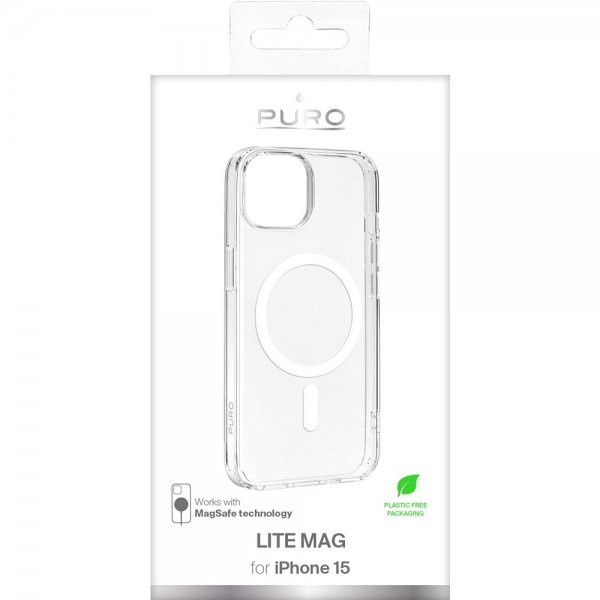 Puro iPhone 15 Skal LITE MAG Transparent
