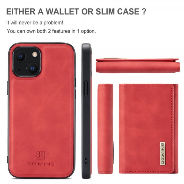 Dg.Ming iPhone 15 Skal M1 Series Löstagbar Korthållare Röd