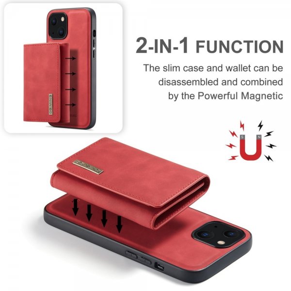 Dg.Ming iPhone 15 Skal M1 Series Löstagbar Korthållare Röd