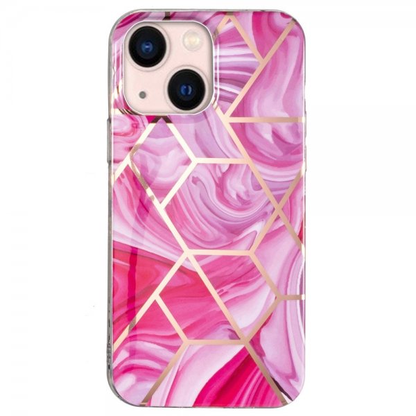 iPhone 15 Skal Marmormönster Rosa Röd