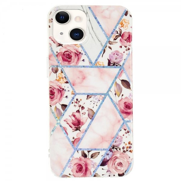 iPhone 15 Skal Marmormönster Rosor Rosa
