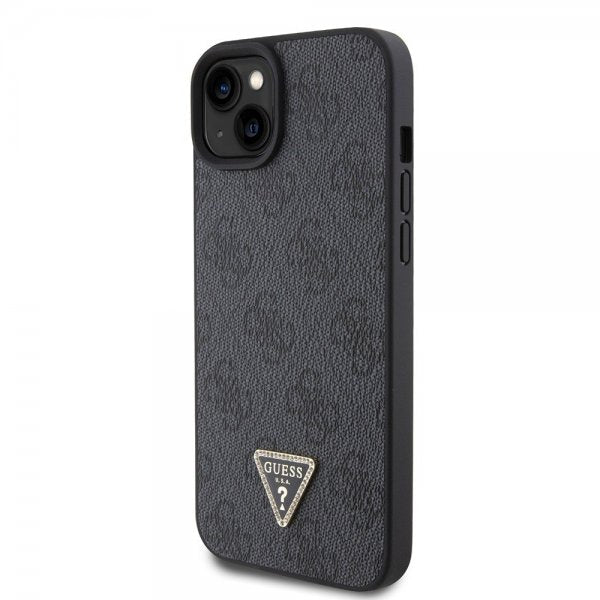 Guess iPhone 15 Skal Metal Logo Strass Crossbody Strap Svart