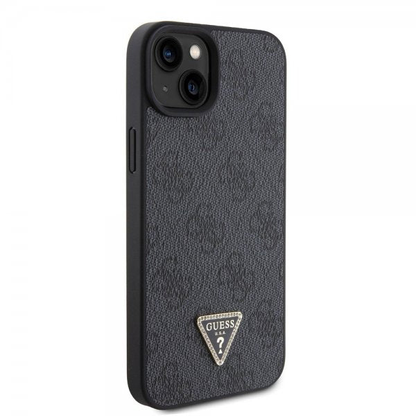 Guess iPhone 15 Skal Metal Logo Strass Crossbody Strap Svart