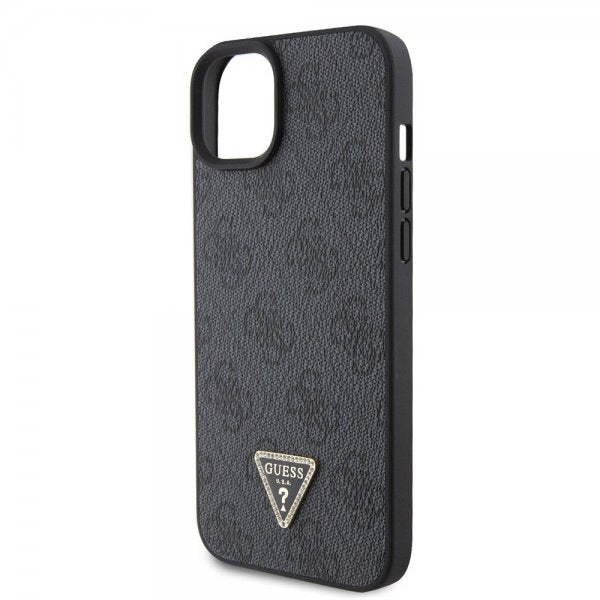 Guess iPhone 15 Skal Metal Logo Strass Crossbody Strap Svart