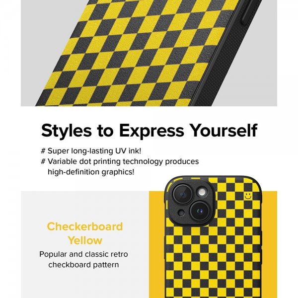 Ringke iPhone 15 Skal Onyx Design Checkerboard Yellow