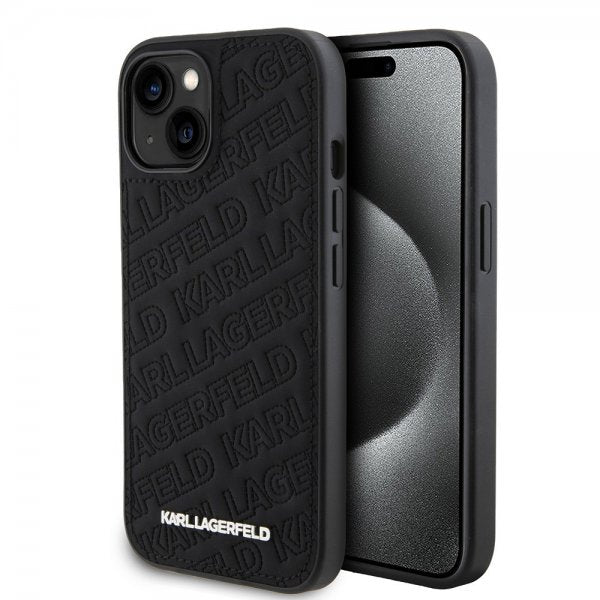 Karl Lagerfeld iPhone 15 Skal Quilted K Pattern Svart
