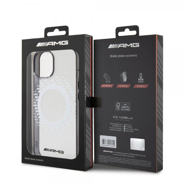 Mercedes Benz iPhone 15 Skal Rhombus Pattern MagSafe AMG Transparent
