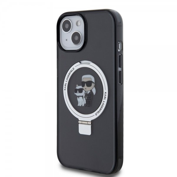 Karl Lagerfeld iPhone 15 Skal Ring Stand MagSafe Svart