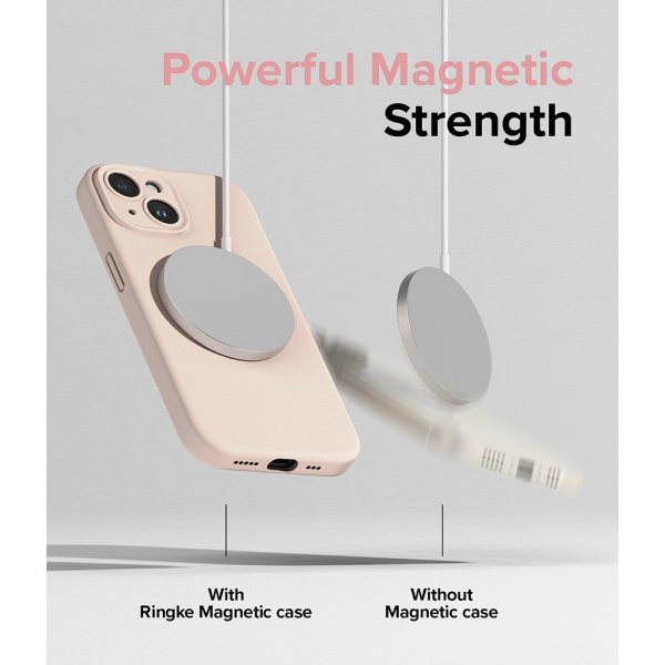 Ringke iPhone 15 Skal Silicone Magnetic Pink Sand