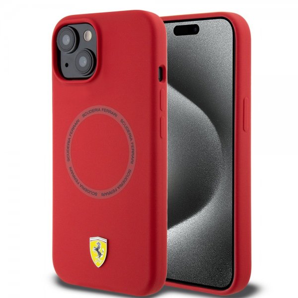 Ferrari iPhone 15 Skal Silicone MagSafe Röd