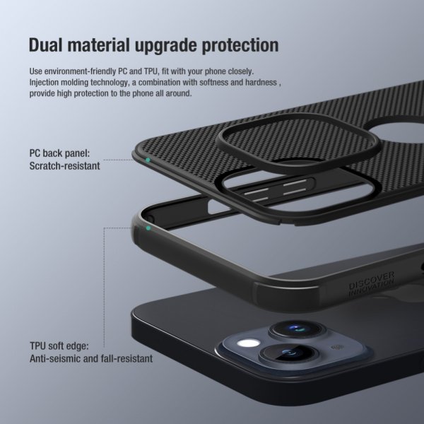 Nillkin iPhone 15 Skal Super Frosted Shield Pro Logo Hole Svart