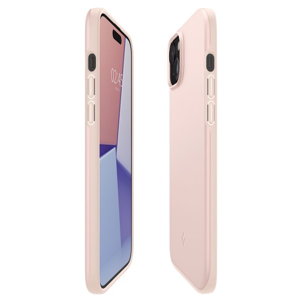 Spigen iPhone 15 Skal Thin Fit Pink Sand