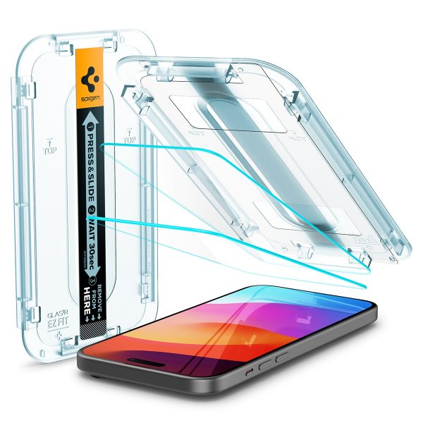 Spigen iPhone 15/iPhone 16 Skärmskydd GLAS.tR EZ Fit 2-pack