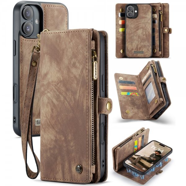 CaseMe iPhone 16 Fodral 008 Series Löstagbart Skal Brun