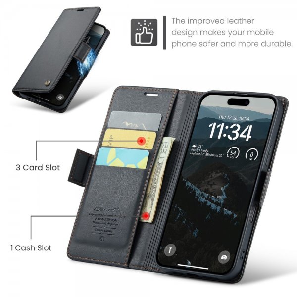 CaseMe iPhone 16 Fodral 023 Series Svart