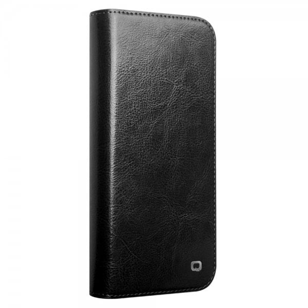 Qialino iPhone 16 Fodral Äkta Läder Svart