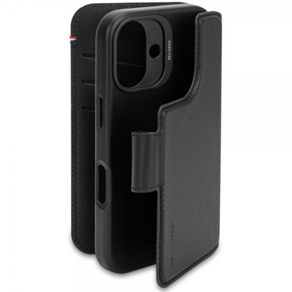 Decoded iPhone 16 Fodral Leather Detachable Wallet Svart