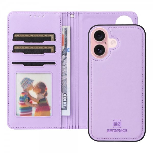 Betopnice iPhone 16 Fodral med Löstagbart Skal 005 Lila
