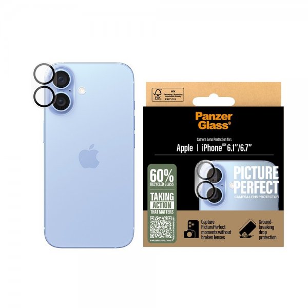 PanzerGlass iPhone 16/iPhone 16 Plus Kameraskydd PicturePerfect