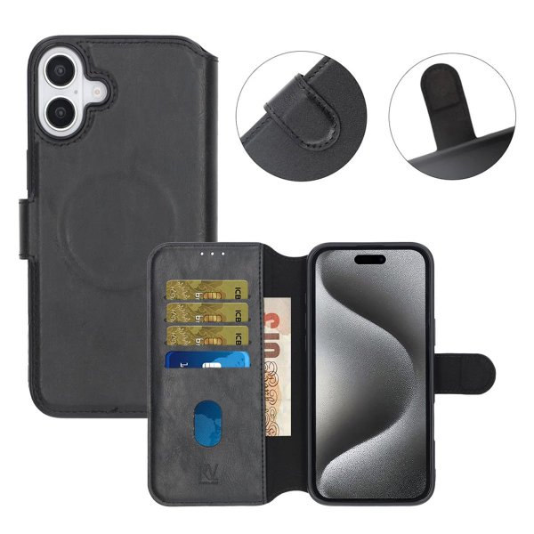 Rvelon iPhone 16 Fodral 4 Kortfack MagSafe Svart
