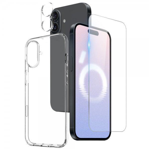 Northjo iPhone 16 Plus Skal med Skärmskydd och Kameraskydd 3-i-1
