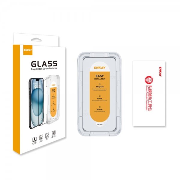 Enkay iPhone 16 Plus Skärmskydd med Monteringsram Easy Install