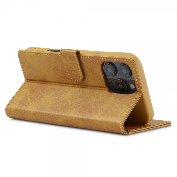 Lc.Imeeke iPhone 16 Pro Fodral med Kortfack Stativfunktion Ljusbrun