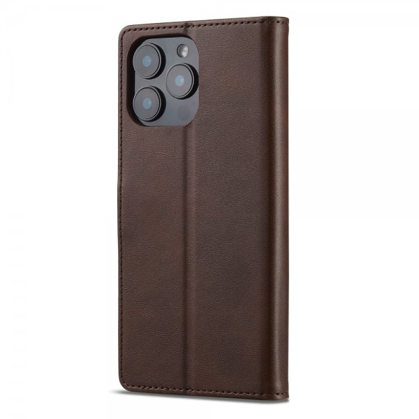 Lc.Imeeke iPhone 16 Pro Fodral med Kortfack Stativfunktion Mörkbrun