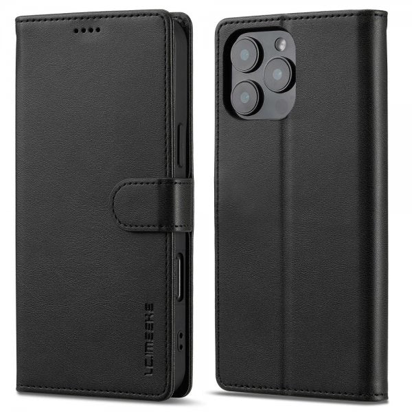 Lc.Imeeke iPhone 16 Pro Fodral med Kortfack Stativfunktion Svart