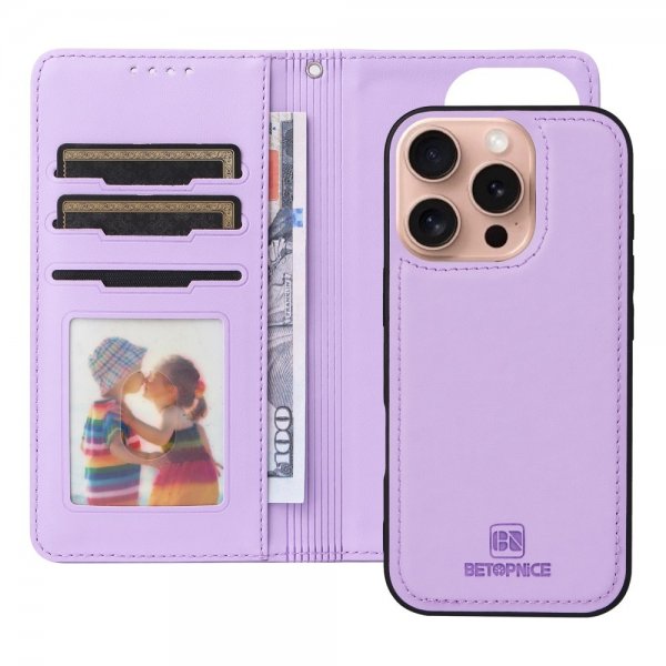 Betopnice iPhone 16 Pro Fodral med Löstagbart Skal 005 Lila