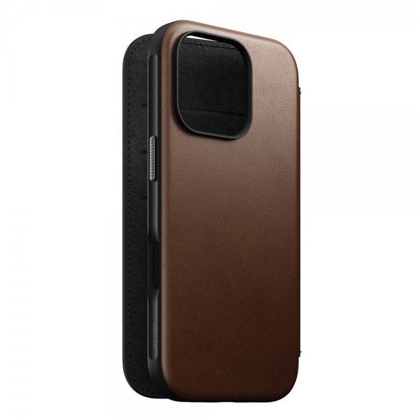 Nomad iPhone 16 Pro Fodral Modern Leather Folio Brun