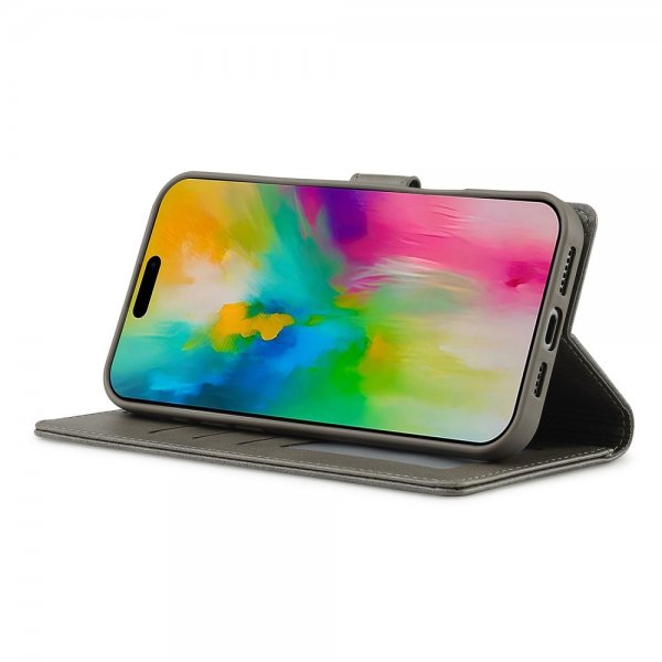 Lc.Imeeke iPhone 16 Pro Max Fodral med Kortfack Stativfunktion Grå