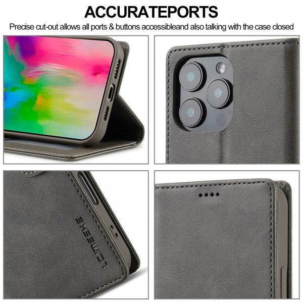Lc.Imeeke iPhone 16 Pro Max Fodral med Kortfack Stativfunktion Grå