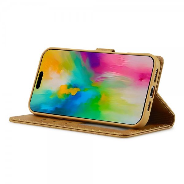 Lc.Imeeke iPhone 16 Pro Max Fodral med Kortfack Stativfunktion Ljusbrun